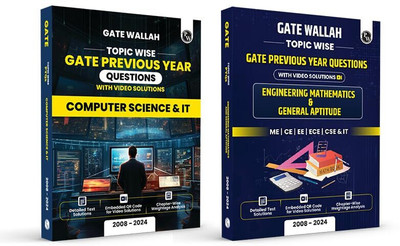 PW GATEWALLAH Topicwise Previous Years Solved Questions with Video Solutions Computer Science & IT and Engineering Mathematics & General Aptitude Combo Set of 2 Books For 2025 Exams(Paperback, PW)