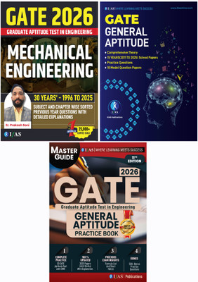 GATE Mechanical Engineering 2026  - GATE General Aptitude 2026 (Theory & Practice) [Set of 3 Books] Topic Wise PYQ with Detailed Explanations (1996–2025) | Unit Wise PYQ Solutions Solved Questions | 500+ Practice Questions, Reasoning, Quant & Verbal | 30 Mock Tests with Updated PYQ 2024 | Best PYQ B