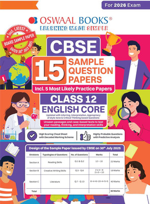 Oswaal Cbse 15 Sample Question Papers Class 12 English Core for 2026(English, Paperback, unknown)