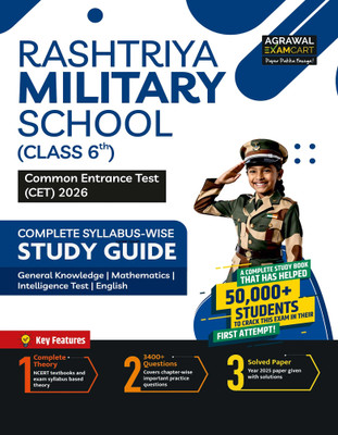 Examcart Rashtriya Military School (RMS) Class 6th Entrance Exam 2026 Study Guidebook | Complete NCERT Syllabus Based Theory, 3400+ Questions & Solved Papers | Common Entrance Test (CET) | (English Medium)(English, Hardcover, unknown)