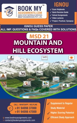 IGNOU MSD 21 Mountain and Hill Ecosystem | Guess Paper | Important Question Answer | MASS(Paperback, BMA Publication)