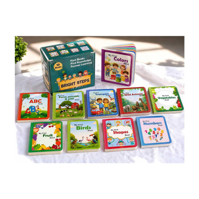 My First Library Boxset 10 Kids Board Books Early Learning Set(No Binding, Bright Steps)