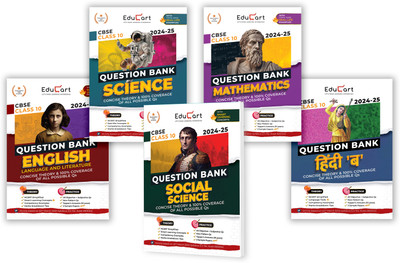 (OLD) Educart CBSE Class 10 Question Bank Science, Mathematics, Social Science, English & Hindi B 2024-25 Bundle (Set of 5 Books) For 2025 Board Exams (As per latest CBSE Syllabus 23 Mar 2024)(Paperback, Educart)