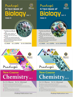 COMBO OF 2 (Pradeep’s A Text Book of Biology + New Course Chemistry for Class 11 (Vol. 1 & 2) - Examination 2024/25(Paperback, Pradeep)