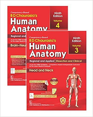 BD CHAURASIAS HUMAN ANATOMY 9ED VOL 3 AND 4 REGIONAL AND APPLIED DISSECTION AND CLINICAL HEAD AND NECK BRAIN NEUROANATOMY (PB 2023) SET OF 2 VOLS(Paperback, B.D.CHAURASIAS)