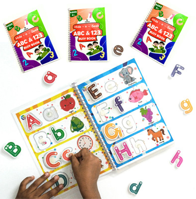 Hide-n-Seek ABC & 123 Busy Book - 62 Reusable Waterproof Stickers,Alphabet and Numbers Montosseri Activity Busy Binder Book for kids early learning,2+year old Preschooler,LKG and UKG Busy Book,Kids Birthday Gift(Spiral-bound, OWINAS) Hide-n-Seek ABC & 123 Busy Book - 62 Reusable Waterproof Stickers,Alphabet and Numbers Montosseri Activity Busy Binder Book for kids early learning,2+year old Preschooler,LKG and UKG Busy Book,Kids Birthday Gift(Spiral-bound, OWINAS)