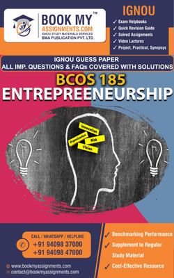 IGNOU BCOS185 Entrepreneurship | Guess Paper | Important Question Answer | Bachelor of Arts (BAG)Commerce(Paperback, BMA Publication)