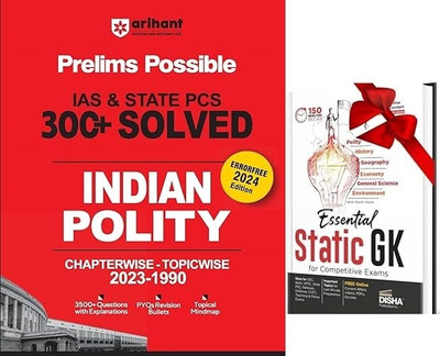 Arihant Prelims Possible IAS and State PCS Examinations 300+ Solved Chapterwise Topicwise (1990-2023) Indian Polity | 3500+ Questions With Explanations | PYQs Revision Bullets | Topical Mindmap | Errorfree 2024 Edition & STATIC GK(Paperback, Naredra Kumar)