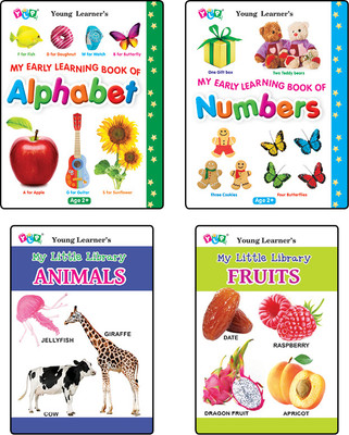Set of 4 Books (My Early Learning Book of Alphabet+My Early learning Book of Numbers+My Little Library Animals+My Little Library Fruits) Board book – Picture Book, 23 April 2024(Hardcover, Young Learner Publications Editorial Team)