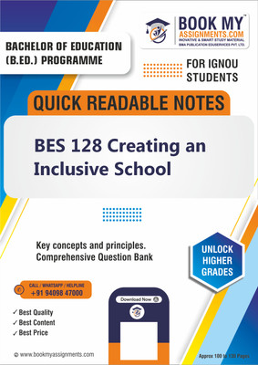 IGNOU BES 128 Creating an Inclusive School Study Material (Quick Readable Notes) For Ignou Student - Utilizing Premium 80 GSM A4 Paper to Deliver Sharp and Clear Print Quality, Essential for Effective Study Habits and Academic Achievement - English Edition(Paperback, BMA Publication) IGNOU BES 128 Creating an Inclusive School Study Material (Quick Readable Notes) For Ignou Student - Utilizing Premium 80 GSM A4 Paper to Deliver Sharp and Clear Print Quality, Essential for Effective Study Habits and Academic Achievement - English Edition(Paperback, BMA Publication)
