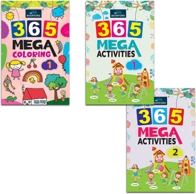 365 Mega Coloring 1, 365 Mega Activity 1 & 365 Mega Activity 2 Books For Kids Set Of 3 for kids(Paperback, BOOKFORD PUBLICATIONS PRIVATE LIMITED)