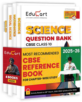 Educart CBSE Question Bank Class 10 Bundle - Science, Mathematics, Social Science and English on New Syllabus 2025-26 (Introducing Unit Test Worksheets for 2026 Boards)(Paperback, Prashant Kirad, Digraj Singh Rajput, Mansi Sharma, Educart)