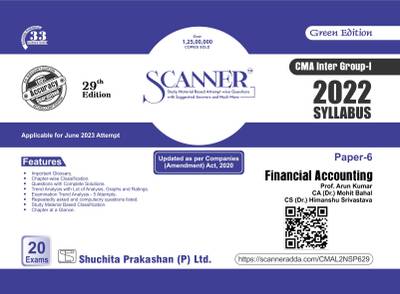 Scanner Green Edition for Financial Accounting (Paper 6 | CMA Inter Group 1) - Including questions and solutions of December 2022 | 2022 Syllabus | New Syllabus | June 2023 Exam