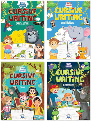 Cursive Writing Books - Handwriting Practice Book  - Trace and Write Activity Book [Box Set of 4 Books] | Best Selling Early Learning Workbook for Kids in India | Alphabet ABC (Capital & Small Letters), Words & Sentences | Pencil Control & Handwriting Improvement Worksheets | Ages: 3 - 8 Years | IFA