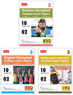 MTG Class-5 IMO-NSO-IEO Olympiad 10 Previous Years Papers (2024-2020 Set A & B) Mathematics, Science & English (Set of 3 Books) with Model Test Papers & 24 Sample OMR Sheets | PYQs For SOF 2025-26 Exam(Paperback, MTG Editorial Board) MTG Class-5 IMO-NSO-IEO Olympiad 10 Previous Years Papers (2024-2020 Set A & B) Mathematics, Science & English (Set of 3 Books) with Model Test Papers & 24 Sample OMR Sheets | PYQs For SOF 2025-26 Exam(Paperback, MTG Editorial Board)