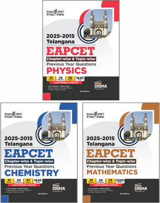 Disha 2025 - 2015 Telangana EAPCET Chapter-wise & Topic-wise Physics, Chemistry & Mathematics Previous Year Questions with Synopsis 4th Edition| 7000+ PYQs PCM Question Bank for 2026 Exams | EAMCET(Paperback, Disha Experts)