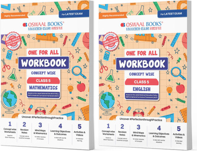 Oswaal One For All Workbook Concept Wise Class-5 Mathematics & Engish (Set Of 2 Books) (For Latest Exam)(Product Bundle, Oswaal Editorial Board)
