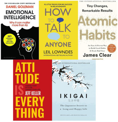 Emotional Intelligence + Atomic Habits +Ikigai + Attitude Is Everything + How To Talk To Anyone - Combo Of 5 Books(Paperback, Daniel Goleman, Jeff Keller, Hector Garcia, Leil Lowndes, James Clear) Emotional Intelligence + Atomic Habits +Ikigai + Attitude Is Everything + How To Talk To Anyone - Combo Of 5 Books(Paperback, Daniel Goleman, Jeff Keller, Hector Garcia, Leil Lowndes, James Clear)