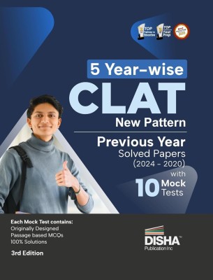 5 Year-Wise Clat New Pattern Previous Year Solved Papers (2024 - 2020) with 10 Mock Tests- 120 Passage Based MCQS - Useful for Ailet, Slat, LLB 2025 Law Exams(English, Paperback, unknown)