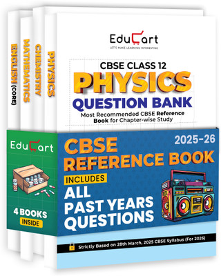 Educart CBSE Question Bank Class 12 2025-26 Physics, Chemistry, Mathematics and English on New Syllabus 2025-26 (Includes Past Years Solved Questions) Set of 4 Books(Paperback, Educart)