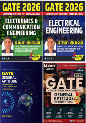 Gate Electronics and Communication, Electrical, General Aptitude (Theory & Practice)  - 2026 [Set of 4 Books] | Previous Years Solved Question Papers | Chapter wise PYQ Question Bank Sorted with Detailed Explanations | Best Study Material Useful for Electronics and Communication & Electrical Enginee