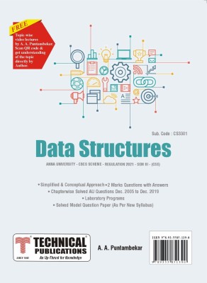 Data Structures for BE Anna University R21CBCS (III-CSE - CS3301)(Paperback, Anuradha A. Puntambekar)