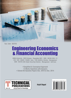 Engineering Economics and Financial Accounting for BE Anna University R21CBCS (Sem-VII/VIII/Elective Mgmt. - ECE/CSE/IT/EEE/AI&DS/CS&BS/CSE(AI&ML) - Elective Mgmt. - GE3753)(Paperback, ANJALI BAGAD)