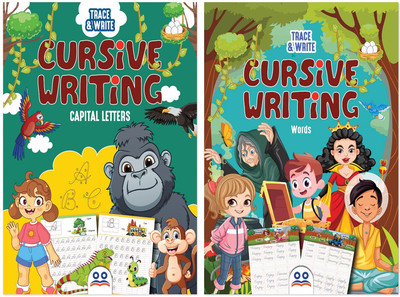 Cursive Writing Books  - Capital Letters and Words Tracing Practice [Set of 2 Books] | Best Cursive Handwriting Book in India | English Alphabet & Word Writing Workbook for Ages 3–6 | Two Brothers Publications(Paperback, Two Brothers Publications)