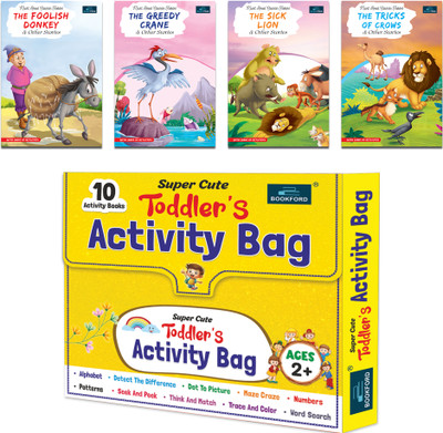 Super Cute Toddlers Activity Bag + The Foolish Donkey & Other Stories + The Greedy Crane & Other Stories + The Sick Lion & Other Stories + The Trick Crows Pocket Stories (Set of 5)(Paperback, BOOKFORD) Super Cute Toddlers Activity Bag + The Foolish Donkey & Other Stories + The Greedy Crane & Other Stories + The Sick Lion & Other Stories + The Trick Crows Pocket Stories (Set of 5)(Paperback, BOOKFORD)