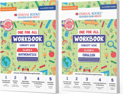 Oswaal One For All Workbook Concept Wise Class-4 Mathematics & Engish (Set Of 2 Books) (For Latest Exam)(Product Bundle, Oswaal Editorial Board)