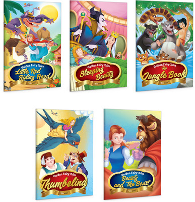Thumbelina, Sleeping Beauty, The Jungle Book, Beauty and the Beast and Little Red Riding Hood - Golden Fairy Tales : Fairy Tales for Children, Kids Bedtime Stories | Pack of 5 books(Paperback, GOWOO)