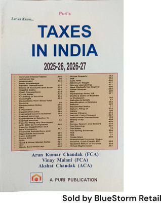 Let us Know Taxes in India | Puri(Paperback, Arun Kumar Chandak (FCA), Vinay Malani (FCA), Akshat Chandak (ACA))