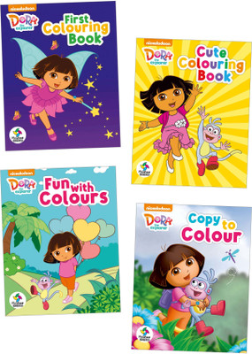 Dora the Explorer Colouring Books | First Colouring Book, Cute Colouring Book & more | Set of 4 Books(Paperback, Pinwheel Books)