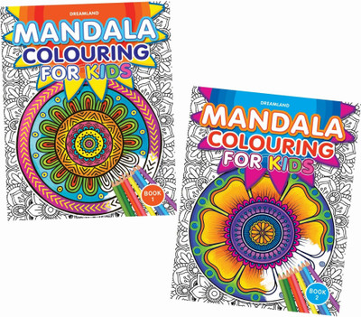 Mandala Colouring For Kids Pack (2 Titles)  - Age 6+ | Fun Colouring Activity Book with 32 Unique Mandalas & Patterns | Creative Colouring for Children Age 5–15 with Crayons, Pencils & Gel Pens(English, Paperback, Unknown)