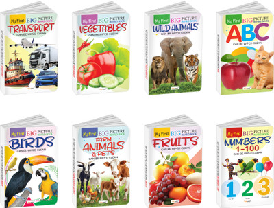 My First Big Picture Board Book ABC, Numbers 1-100, Fruits, Vegetables and more : Picture board books for toddlers, Knowledgeable books for children, Toddler learning books | Pack of 8 board books(Board Book, GOWOO)