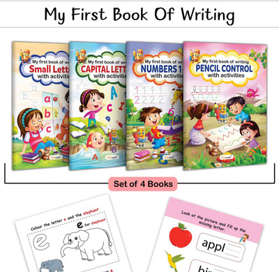 Writing Essentials for Kids : Activity-Packed Workbook :- Kids educational books, Handwriting practice for kids, learning to write numbers and letters | Pack of 4 books(Paperback, GOWOO)
