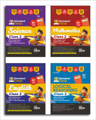 Combo Class 2 (set of 4 books) Olympiad Champs Science, Mathematics, English & Logical Reasoning with Chapter-wise Previous 12 Year (2013 - 2024) Questions 5th Edition(Paperback, Disha Experts)