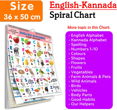 English-Kannada Chart for Kids (16 Charts ) 36 x 50 Cm - Children Spir(Kannada, Hardcover, unknown)