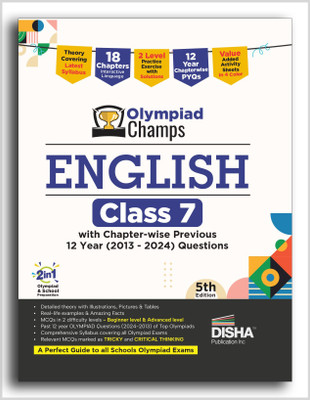 Disha Olympiad Champs English Class 7 with Chapter-wise Previous 12 Year (2013 - 2024) Questions 5th Edition | Complete Prep Guide with Theory, PYQs, Past & Practice Exercise(Paperback, Disha Experts)