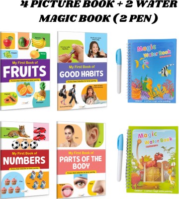 Combo of 4 Slim Picture Books (Body, Numbers, Habits, Fruits) & 2 Water Magic Books(book, Picture Book)