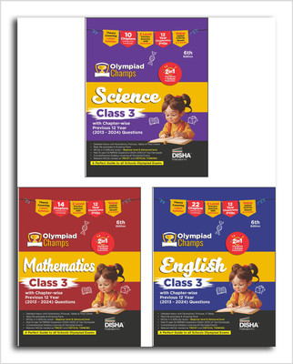 Combo Class 3 (set of 3 Books) Olympiad Champs Science, Mathematics & English with Previous 12 Year (2013 - 2024) Questions 6th Edition(Paperback, Disha Experts)