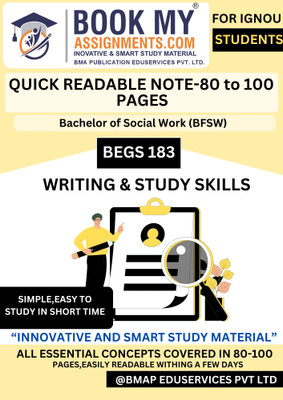 IGNOU BFSW BEGS 183 Writing and Study Skills Book | 130 to 150 Pages of Compact Notes | Printed on Premium 80 GSM White Sheets(Paperback, BMA Publication)