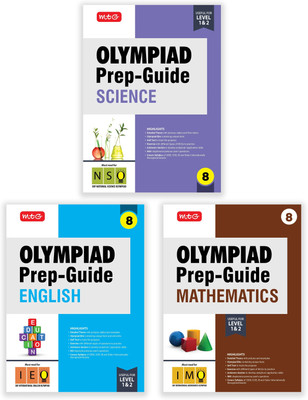 MTG Olympiad Prep-Guide Class-8 Mathematics, Science & English (Set of 3 Books) - Detailed Theory, IMO-NSO-IEO Previous Years Questions with Self Test For SOF 2025-26 Exam(Paperback, MTG Editorial Board)