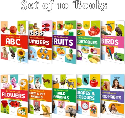 My First Picture Book Collection For Early Learning With 10 Topics (Waterproof, Dust-Resistant, Big Fonts, Laminated, Realistic Pictures) | Gift Set For Kids(Cards, GO WOO)