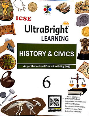 Icse Ultra Bright learning History and civics class 6(Pepper back, Dr bina biswas)