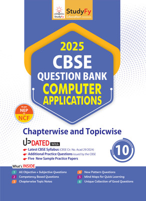 StudyFy CBSE Question Bank Class 10 Computer Applications For 2025 Board Exams | Chapterwise & Topicwise | 5 New Sample Practice Papers(Paperback, StudyFy Editorial Board)