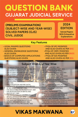Question Bank Gujarat Judicial Service (Prelims Examination) (Subject-Wise and Year-Wise) Solved Papers (Gjs) Civil Judge, 2024 Edition(English, Paperback, unknown)