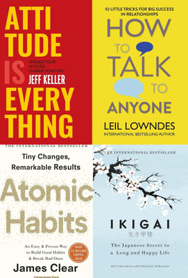 Attitude Is Everything + Ikigai + Atomic Habits + How To Talk To Anyone - Combo Of 4 Books(Paperback, Jeff Keller, James Clear, Hector Garcia)