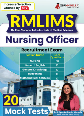 Rmlims Nursing Officer  - 2024 (English Edition) | 20 Full Length Mock Tests (2000 Solved MCQs) with Free Access to Online Tests(English, Hardcover, unknown)