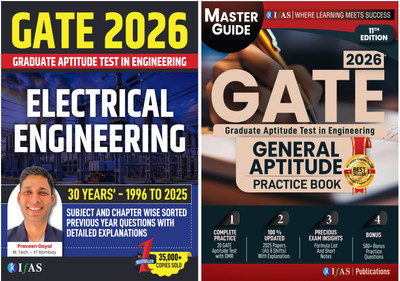 GATE Electrical Engineering 2026  - GATE General Aptitude Book [Set of 2 Books] | Topic & Chapter-wise Sorted Previous Year Solved Papers (1995–2025) with Detailed Explanations | GATE Electrical Engineering Question Bank with 500+ Practice Questions & 20 Model Papers | Best Selling Books for GATE El
